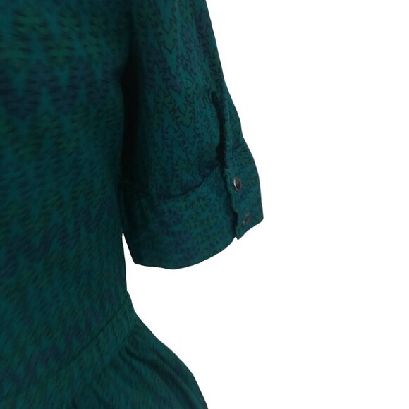 Stetson Embroidered Pearl Snap Short Sleeve A Line Dress Size XS Cotton Blue - Picture 12 of 16